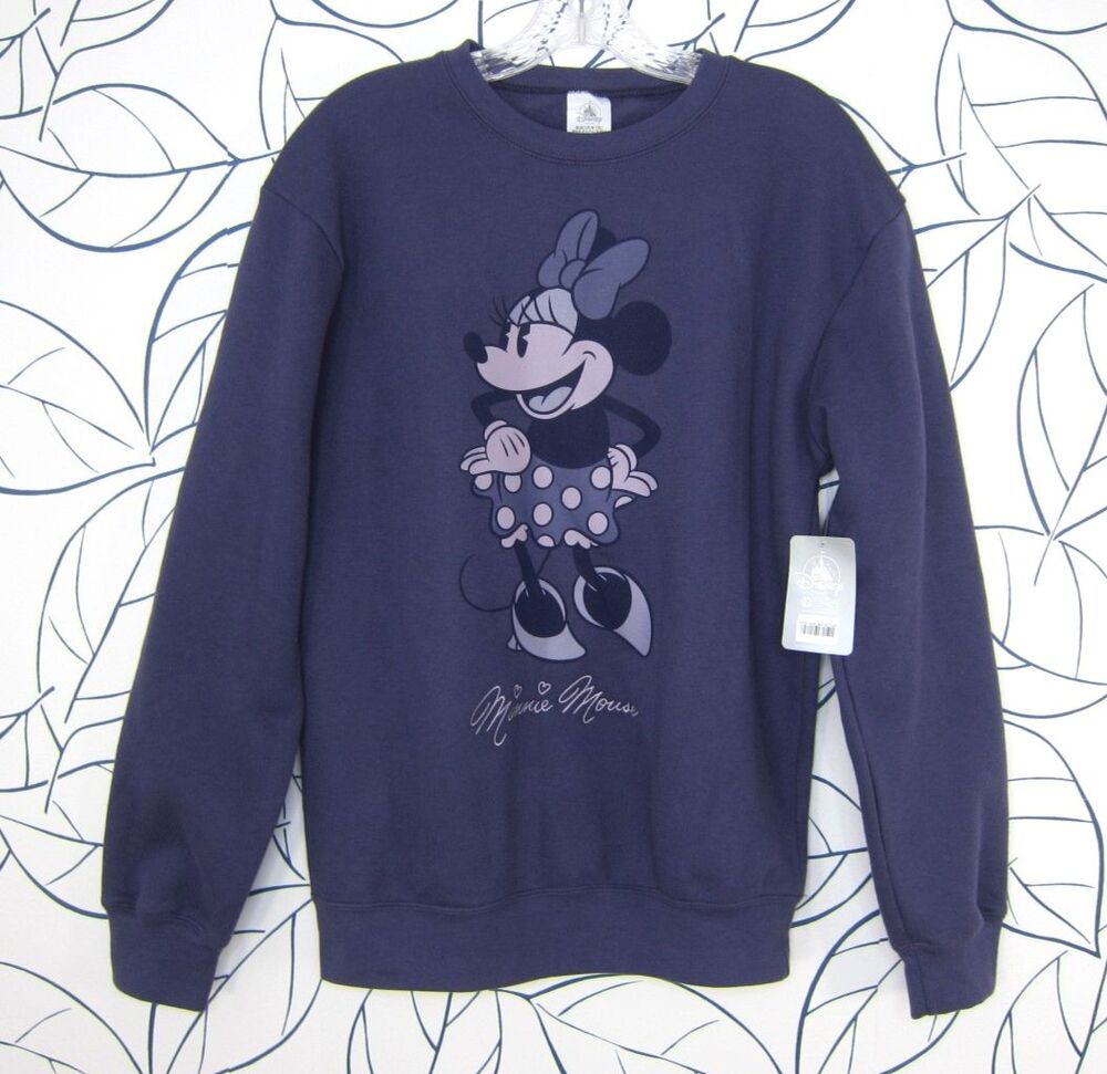 Disney Store Minnie Mouse Signature Pullover Sweatshirt Purple Size S New!